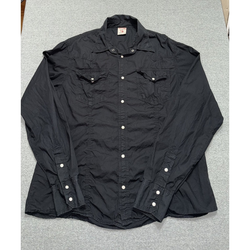 True Religion Men's Shirt Western Black pearl Snap Button Up Size 2XL